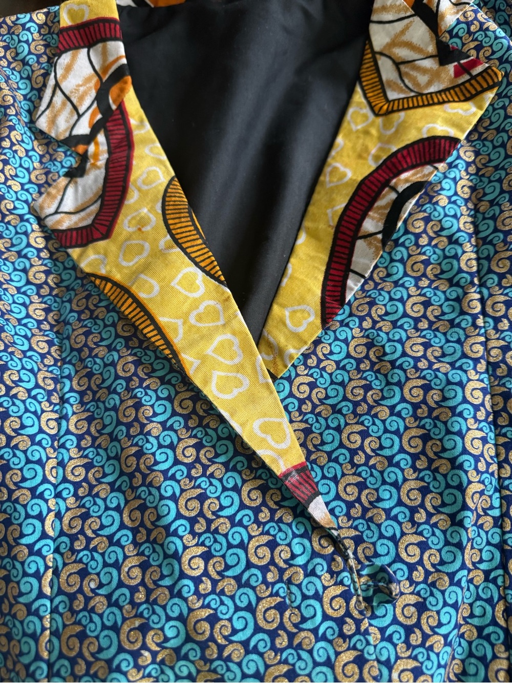 One of a Kind Handmade Custom Jacket/Blazer Blue & Yellow Patterned